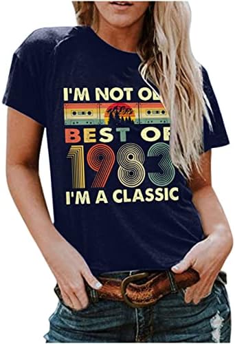 חולצות נשים רטרו מיטב משנת 1983 Mixtape Vintage Forstage יום הולדת Cassete חולצת טריקו גרפיקה גרפית צמרות שרוול