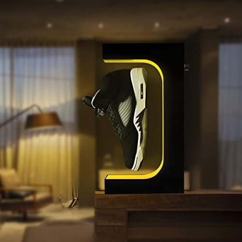 תצוגת נעליים מרחפת, דוכן תצוגת נעליים צף 360 מעלות מסתובב מחזיק מתלה נעלי ספורט עם אור לד לקישוט הבית, מתנות, מופע חנות