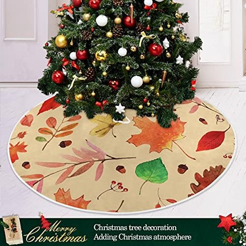 קישוט חצאית עץ חג המולד, קישוט חצאית מיני עץ מיני קטן 35.4 אינץ 'עם עלים צבע מייפל סתיו לחג חג ההודיה קישוטים