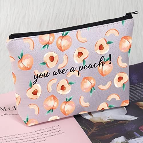 Meikiup Peach Travel תיקיית קוסמטיקה מארגן מטאלנים כיס תיק קוסמטי פרי חמוד פשוט אפרסק קיץ חוף תיק קוסמטי מתנה חובב אפרסק