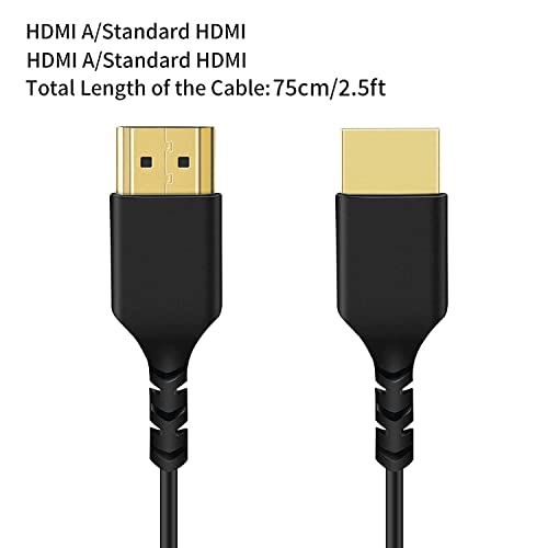 Andycine HDMI דקה אולטרה-דקה לכבל HDMI 2.5ft גמיש חוט HDMI גמיש 2.5 ממ תומך בקוטר קוטר 3D, 4K, DCI 4K למצלמת