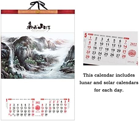 לוח השנה של ציור נוף 2023 לוח השנה לשולחן העבודה בסגנון סיני רכוב על קיר רכוב על 12 חודשים לוחות זמנים לוחות
