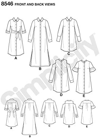 פשטות דפוס תפירה D0894 / 8546 - שמלות חולצה של מיסס ומיס פטיט, U5