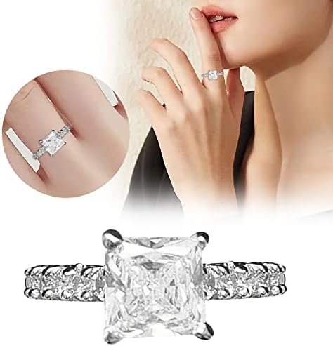 יסטו נירוסטה טבעות לנשים משובץ כיכר יהלומי טבעת תכשיטי יום הולדת הצעת מתנת כלה אירוסין מסיבת טבעת