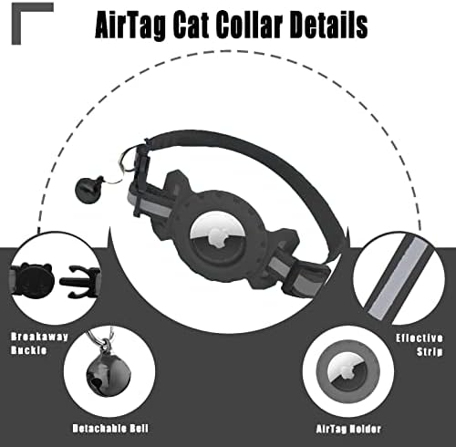 משודרג איירטאג חתול צווארון, הבדלני אפל אוויר תג חתול צווארון עם פעמון עמיד למים איירטאג מחזיק מקרה,ג ' י. פי.
