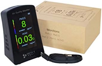 ElementPura Monitor Monitor Equm2.0: צג איכות אוויר דיוק בזמן אמת של מזהמים מזיקים PM2.5, פורמלדהיד