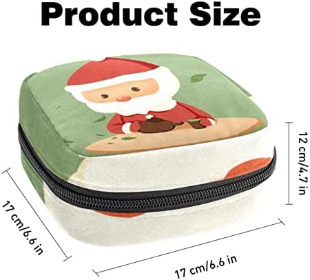 מפית סניטרית אחסון תיק, נייד לשימוש חוזר וסת כרית רוכסן שקיות, טמפון אחסון פאוץ עבור נשים בנות, חג המולד סנטה
