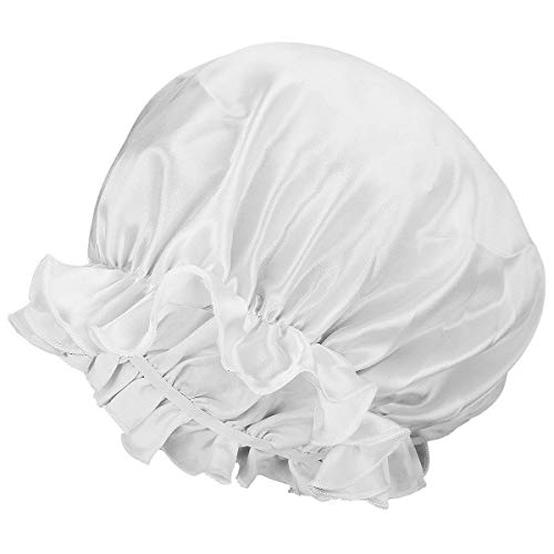 Moonsix Thare Shart Silk Cap כובעי שינה סאטן סאטן מכסה כיסוי ראש אלסטי לטיפול בשיער, אלסטי, לבן