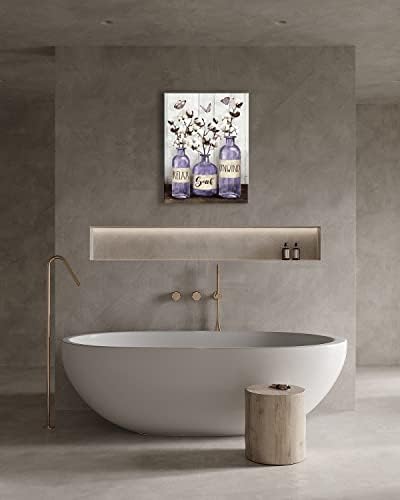 עיצוב חדר אמבטיה סגול אמנות קיר כפרית פרחי כותנה תמונות אמבטיה לחווה קיר בית אמבטיה בד הדפסים ארץ הרגע ספיגה להירגע