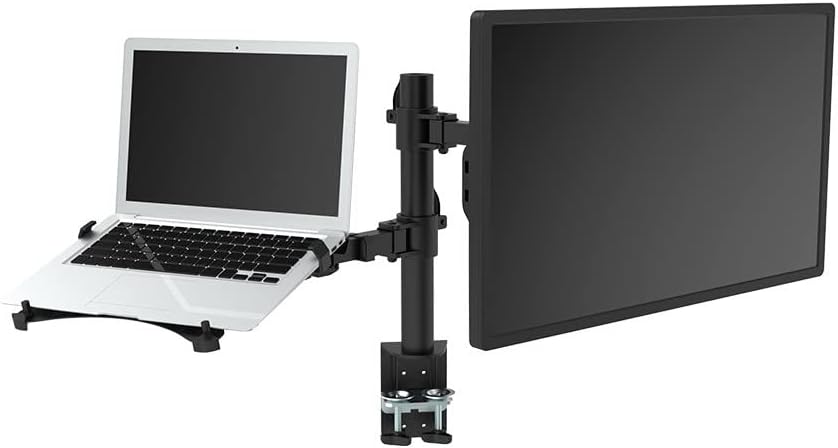 ארגו שחור מתכוונן לחלוטין 13 עד 32 אינץ 'צג מחשב יחיד ושולחן מחשב נייד משולב, מעמד עם אפשרות גרומט, מתאים