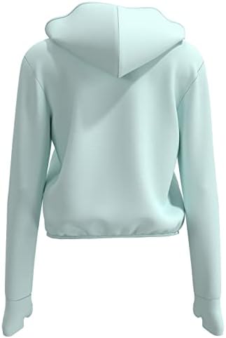 לוקאצ'י נשים upf 50+ ז'קט קפוצ'ון הגנה מפני השמש רוכסן חולצת קירור שרוול ארוך עם כיסים מטיילים ביצועים חיצוניים