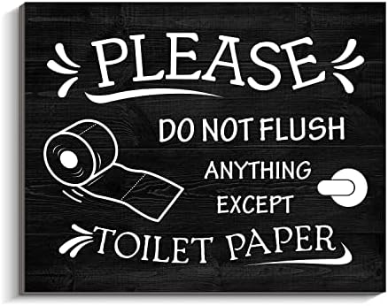 שלט אזהרה של עיצוב חצי אמבטיה, אנא אל תשטוף שום דבר מלבד שלט נייר טואלט, אל תשטוף שלט חוקים