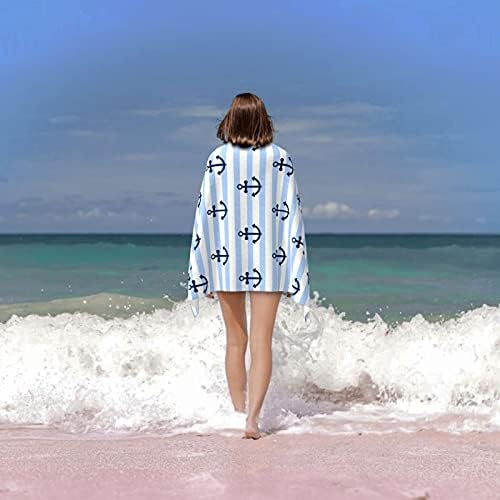 מגבת חוף עוגן של גאדימן בגודל גדול 63 x31, מגבת בריכה גדולה ופלאש יבש רך ויבש, מגבות חוף פסים מיקרופייבר קאבנה, שמיכה סופרת
