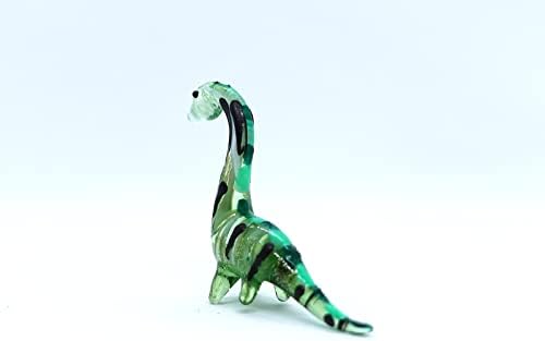 Sansukjai Apatosaurus מיקרו פסלונים זעירים ידנית ביד זכוכית מזכוכית חיות דינוזאור מתנה אספנית עיצוב בית