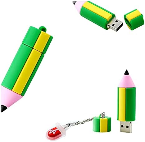 כונן פלאש USB לתלמידים - כונן עט ירוק וצהוב - קפיצה כונן למבוגרים צעירים - חזרה לבית הספר כונן אגודל - כיף