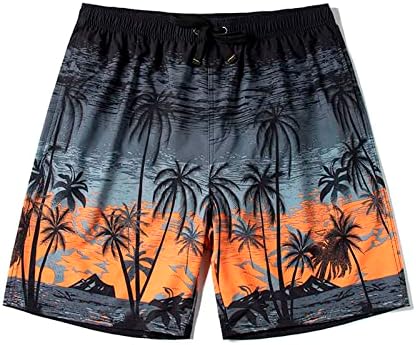 מכנסי לוח לגברים קצרים רופפים התאמה תלת מימדית מודפסת מותניים אלסטיים שחייה מכנסיים חוף ים עם כיסים במכנסיים קצרים