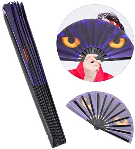 Dauerhaft Eye Eye Kung Fu Fan, OWL Eye Kung Fu Fu Fu Bamboo Fanigning Hand Fan for Challoween and Kinding Kinding מתנה