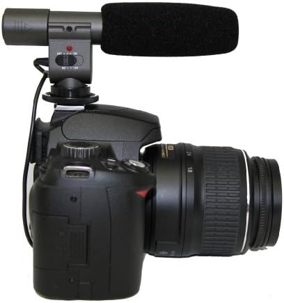 Polaroid Pro Video Condenser Microphon Microphone עבור Nikon 1 J1, V1, D40, D40X, D50, D60, D70, D80, D100, D200,