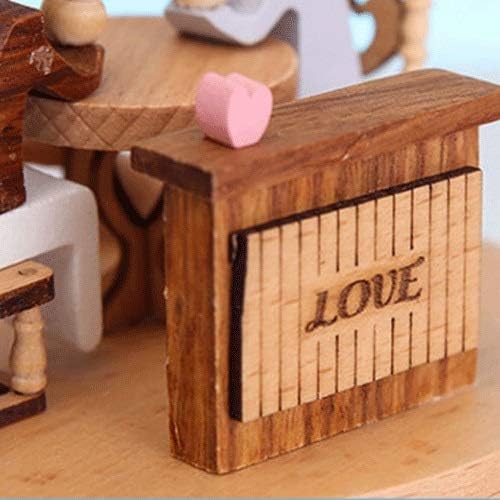 Lkkybooa מעץ סיבוב קופסא מוזיקה שעון שעון מוסיקה בעבודת יד אביזרי מלאכה מעץ רטרו קישוט בית מתנה ליום האהבה