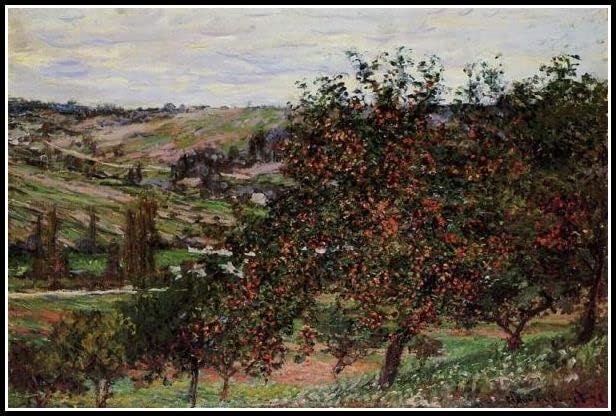 עצי תפוח בפריחה בג 'יברני ציור של קלוד מונה עשה זאת בעצמך ערכות ציור יהלומים 5 ד' עשה זאת בעצמך מלאכת אמנות לעיצוב בית וול
