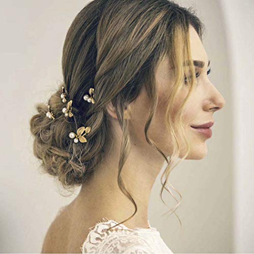 ראש עלה הכלה חתונת שיער סיכות זהב פרל כלה כיסוי ראש שיער אביזרי עבור נשים ובנות