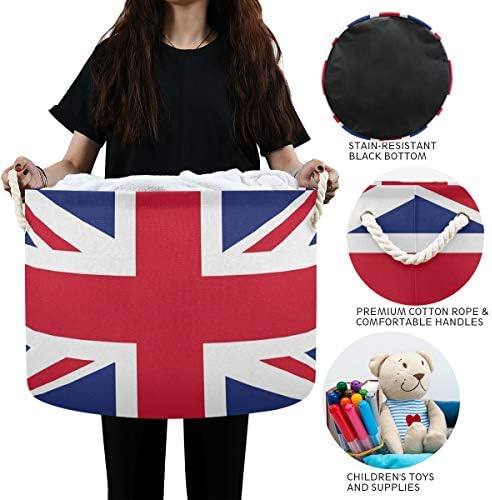 אלזה בריטי דגל איחוד שקע גדול אחסון סל כביסה עם ידיות עבור שמיכת מגבות משתלת סל סל 20 איקס 20 איקס 14