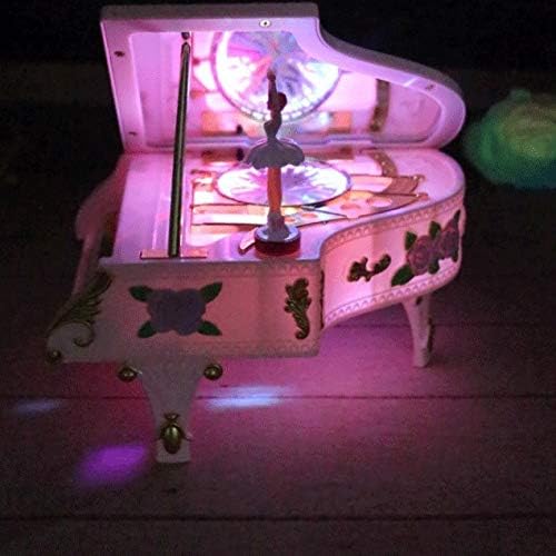 Liuzh פסנתר ורוד קופסת מוסיקה LED LIGHL LIGLE MUSIC תכשיטים תכשיטים מסתובבים בלט נערת קופסת מוסיקה רוז קופסת