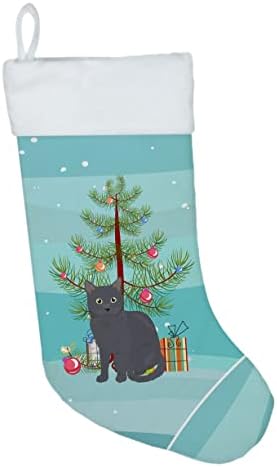 אוצרות קרוליין CK4777CS Nebelung CAT גרב חג מולד שמח, אח תלייה גרביים עונת חג המולד עיצוב חג המולד קישוטים לחג