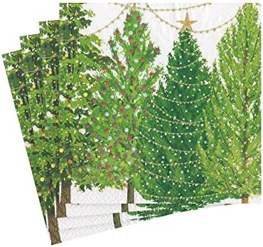 עצי חג המולד קספרי עם אורות מפיות קוקטייל נייר - שתי חבילות של 20