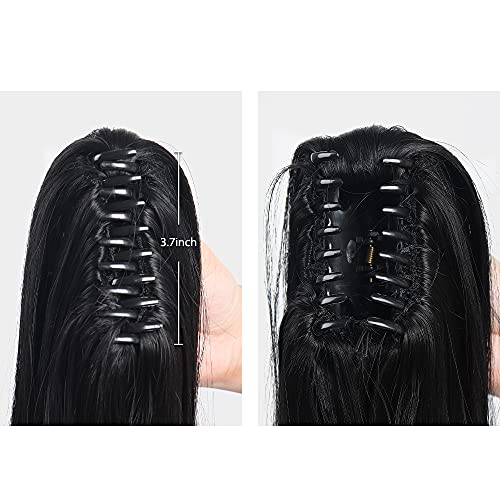 קוקו הארכת, שחור שיער הרחבות קוקו הארכת טופר לנשים מתולתל שיער חתיכה 24 סינטטי פוני זנב שיער הרחבות מאוד ארוך