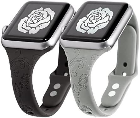 2 חבילות רצועות רזה תואמות עם פרח שעון Apple Watch חרוט 38 ממ 40 ממ 41 ממ 42 ממ 44 ממ 45 ממ לנשים, רצועת ספורט רצועת