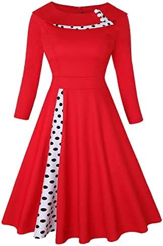 שמלת רטרו של שנות החמישים לשמלות נקודה פולקה לנשים, קוקטייל וינטג 'שמלות נדנדה