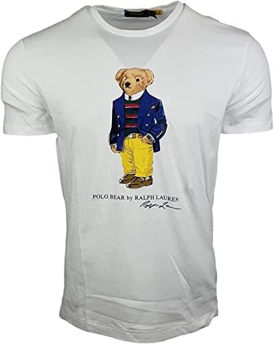 פולו ראלף לורן Mens Mens Classic Fit Bear Dear Grapic Crewneck חולצת טריקו