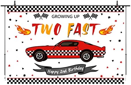 שני רקע יום הולדת מהיר לבנים מכונית מירוץ אדומה 2 קישוטי מסיבת יום הולדת לילדים רקע שולחן עוגת באנר סטודיו