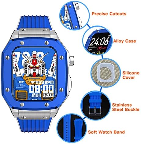BDNJN סגסוגת שעון רצועת רצועת פס Apple Watch Series 8 7 45 ממ גומי מתכת יוקרה גומי נירוסטה שעון שעון שינוי