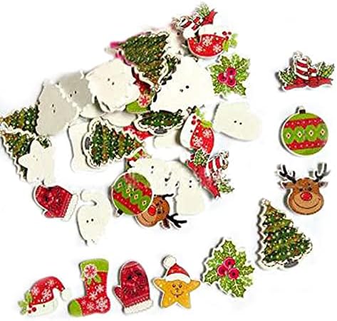 תפיכת יד מצוירת של כפתורי חג המולד של סנטה קלאוס מעץ 2 חורים לקמפינג, פיקניק ופעילויות חיצוניות אחרות טיפול עמיד ושימושי