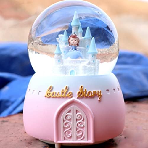 אורות יצירתיים עבים צפים פתיתי שלג בתוך סיבוב טירת הנסיכה הזכוכית הכדור הקריסטל בדולר קופסת מוסיקה מתנה ליום הולדת