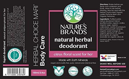 בחירת צמחים מארי דאודורנט טבעי, ניחוח פרחוני הדרים; 3.4 פלוז