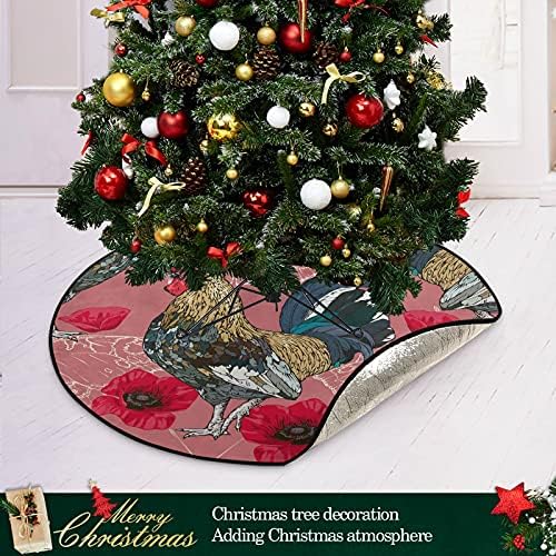 וקטור אדום פרגים פרפרים מחצלת עץ חג המולד עץ עץ עמיד למים שטיח מחצלת מחצלת תחת עץ חג המולד אביזר להגנת הרצפה