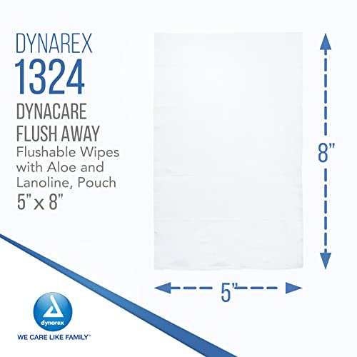 Dynarex Dynacare מגבונים סומקים, מגבונים רטובים לג'וניור, ללא אלכוהול, מגבונים 5 x 8, מקרה אחד של 12 חבילות רכות,