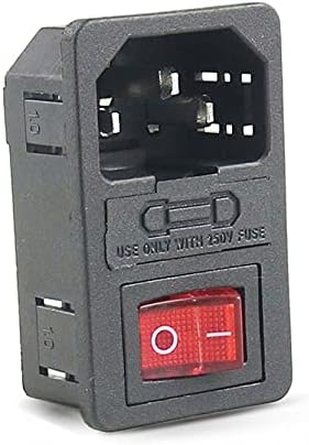 DFAMIN 10A 250VAC 3 PIN IEC320 C14 מחבר כניסה שקע כוח תקע עם מתג נדנדה של מנורה אדומה 10A מתג הפעלה של מחזיק נתיך.