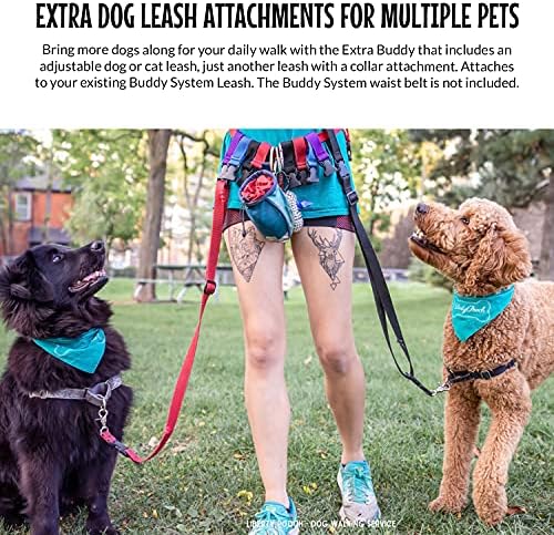 מערכת Buddy ידיים רצועת כלבים בחינם חבר נוסף ורצועה נשלפת לריצה, ריצה קלה, הליכה, טיולים רגליים ואימונים כלבי שירות