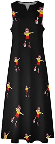 מספיג כדורגל גרמניה כדורגל נשים של קרסול ארוך מקסי שמלה ללא שרוולים קיץ חוף עם כיסים