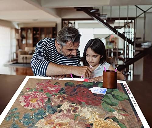 ZGMAXCL ציור יהלום DIY למבוגרים וילדים פרחי קידוח מלאים ואגרטנים פנינה בגודל גדול עיצוב אמנות קיר 35.4 x 19.7 אינץ '