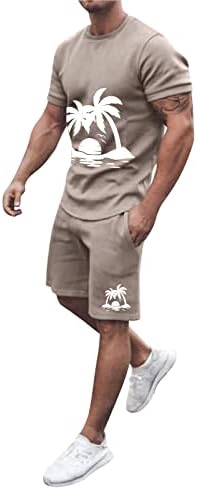 מערכות מכנסיים קצרים לגברים שרוך תלבושות קיץ וינטאג 'לגברים תלת מימד הדפס שרוול קצר צווארון ספורטיבי וסטים קצרים