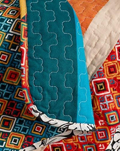 שופע תפאורה בוהו בוהו זורקים הפיכה דפוס פסים צבעוני שמיכה בוהמית, 60 x 50, טורקיז ומנדרינה