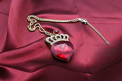 אווי אדום לב כתר ושרשרת צאצאים 3 זהב נזר תכשיטי סט מלכת לבבות גייב תלבושות מתנה עבור בנות מסיבת נוער