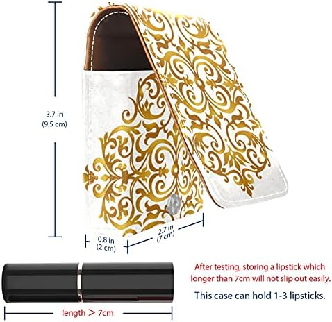 זהב קו פרחוני גלוס מחזיק שפתון מקרה נייד איפור תיק נסיעות שפתון ארגונית מקרה עם מראה מיני שפתון תיבת אחסון עבור נשים