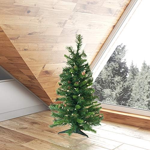 ויקרמן 3 'שייאן אורן עץ חג המולד מלאכותי, אורות LED דורא -ליט® חמים - עץ חג המולד פו - עיצוב בית מקורה עונתי