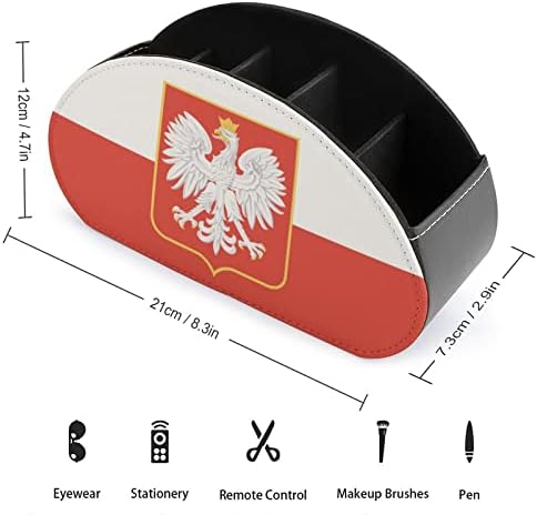 מחזיק שלט רחוק של דגל פולין נשר עם 5 תאים מיכל אחסון תיבות מארגן מרחוק לטלוויזיה עבור בקרי דוד נגן מדיה